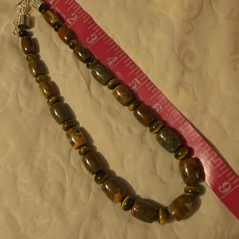 Authentic Sterling Silver Polychrome Jasper Neckl… - image 4